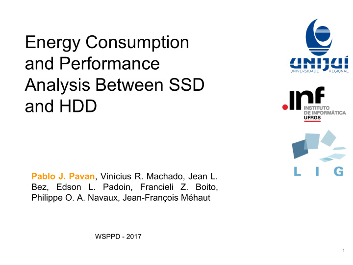 energy consumption and performance analysis between ssd