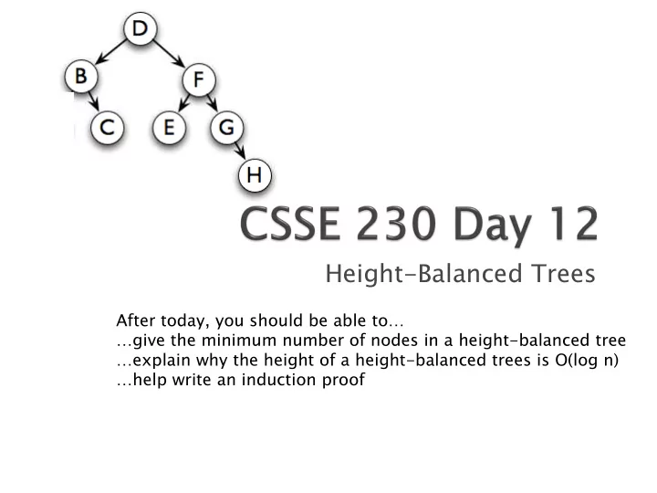height balanced trees