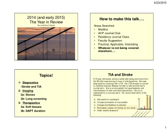 2014 (and early 2015)  How to make this talk.  The Year in Review  Areas Searched  No conflicts
