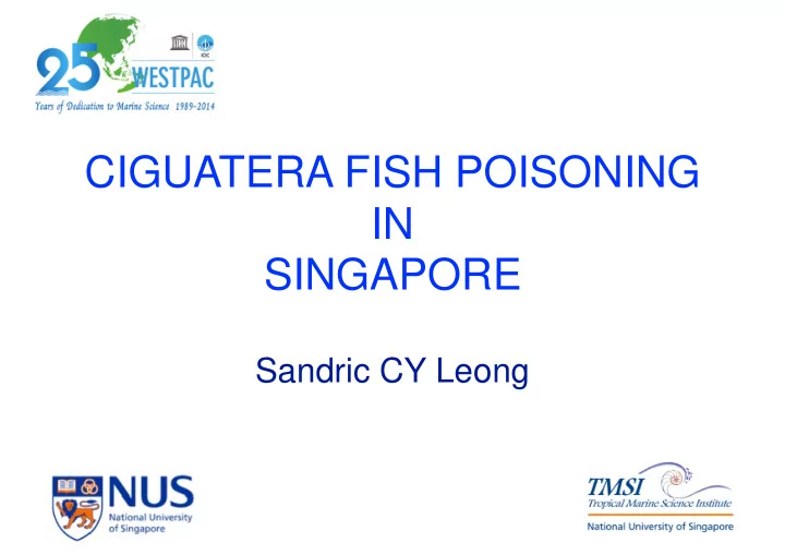 ciguatera fish poisoning in singapore