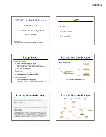 Today  CSE 473: Artificial Intelligence  Spring 2018  A* Search  Heuristic Search and A*