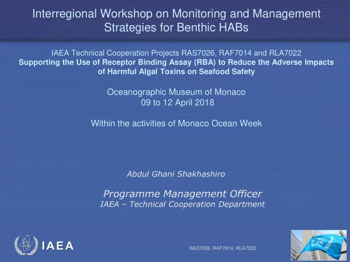 abdul ghani shakhashiro programme management officer iaea