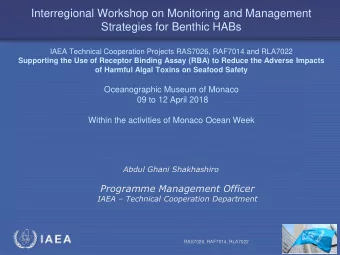 Abdul Ghani Shakhashiro  Programme Management Officer IAEA  Technical Cooperation Department