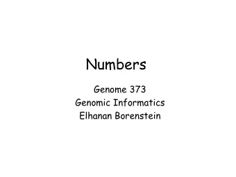 Numbers  Genome 373  Genomic Informatics  Elhanan Borenstein  Numbers  Python defines various