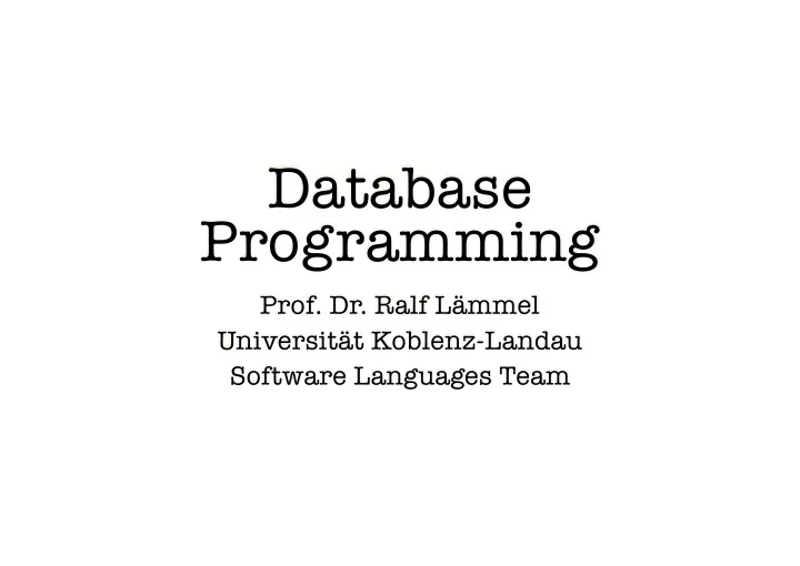 database programming