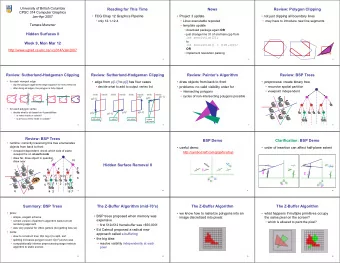 Reading for This Time  News  Review: Polygon Clipping  CPSC 314 Computer Graphics   Project 3