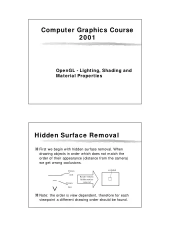 Computer Graphics Course  2001  OpenGL - Lighting, Shading and  Material Properties  Hidden Surface