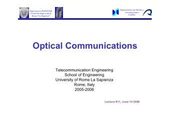 Optical Communications  Telecommunication Engineering  School of Engineering  University of Rome La