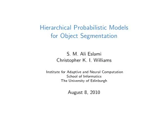 Hierarchical Probabilistic Models  for Object Segmentation  S. M. Ali Eslami  Christopher K. I.