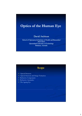 Optics of the Human Eye  Optics of the Human Eye  Optics of the Human Eye  Optics of the Human Eye