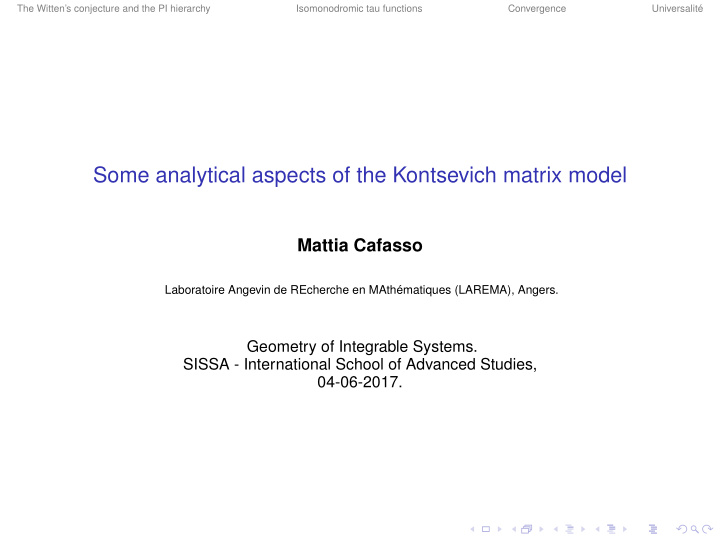 some analytical aspects of the kontsevich matrix model