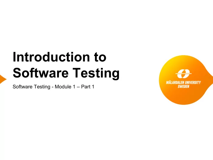 introduction to software testing