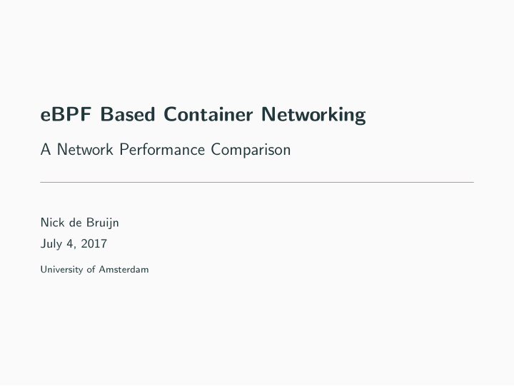 ebpf based container networking