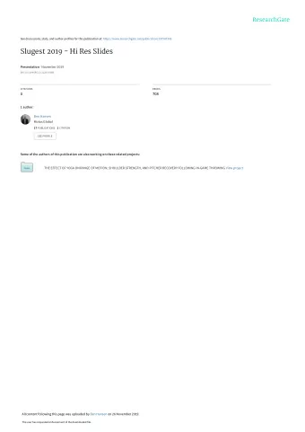 Slugest 2019 - Hi Res Slides Presentation  November 2019  DOI: 10.13140/RG.2.2.12250.90566