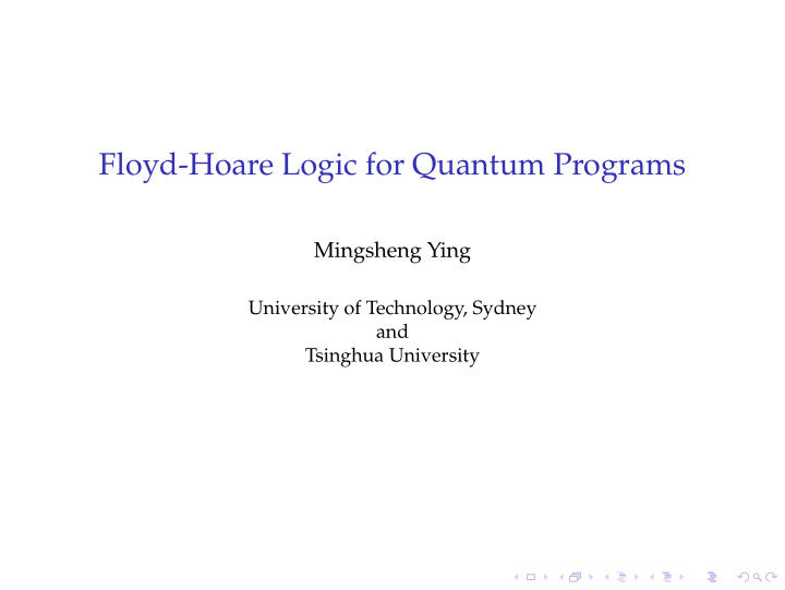 floyd hoare logic for quantum programs