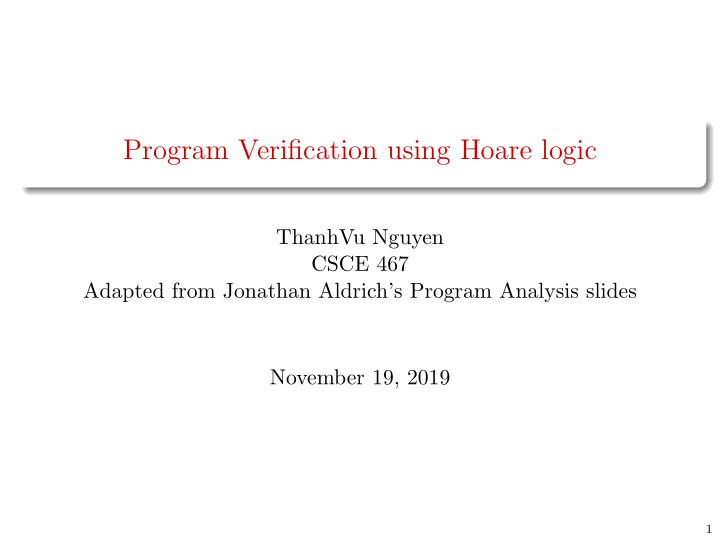program verification using hoare logic