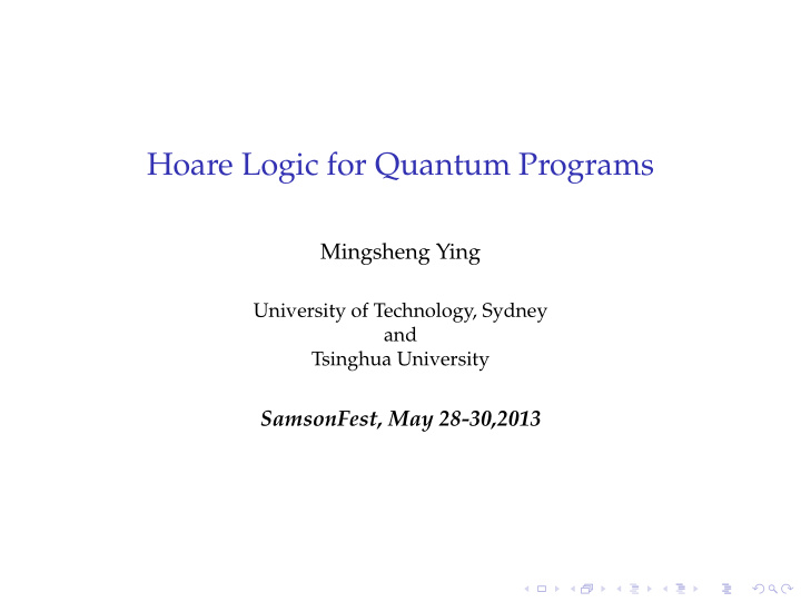 hoare logic for quantum programs