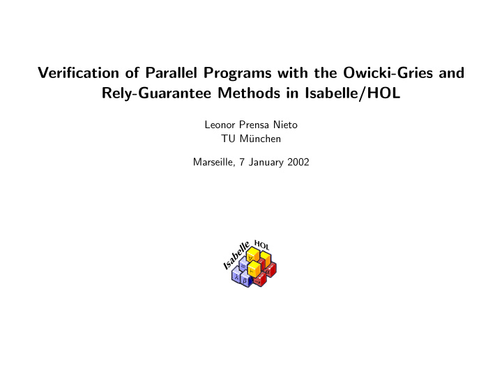 verification of parallel programs with the owicki gries