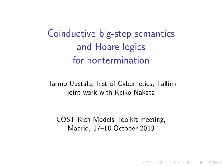 coinductive big step semantics and hoare logics for