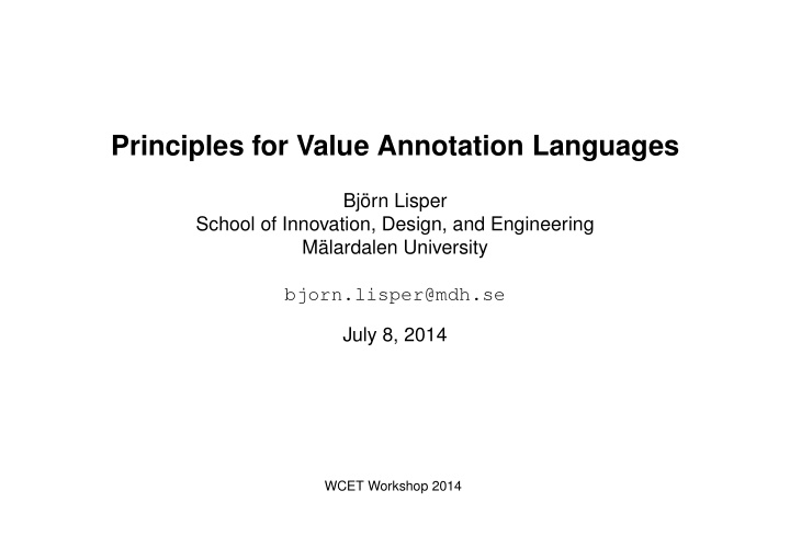 principles for value annotation languages