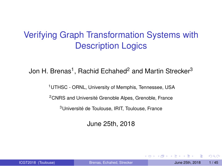 verifying graph transformation systems with description