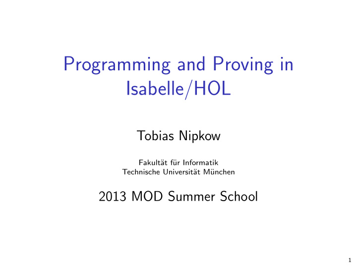 programming and proving in isabelle hol