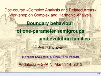 Boundary behaviour  of one-parameter semigroups  and evolution families P avel G umenyuk U niversit