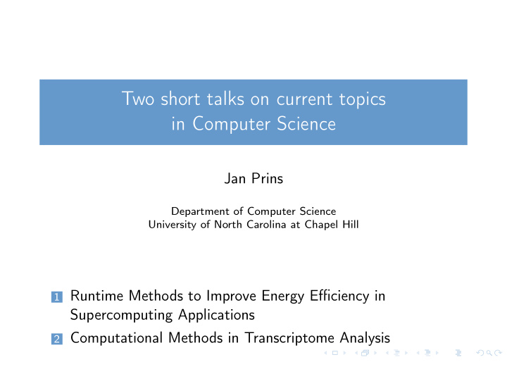 two short talks on current topics in computer science