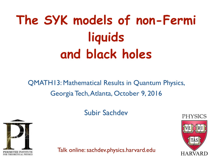 the syk models of non fermi liquids and black holes