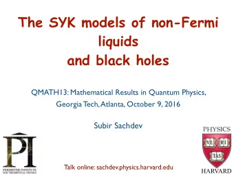 The SYK models of non-Fermi  liquids  and black holes  QMATH13: Mathematical Results in Quantum