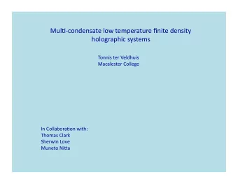 Mul$condensate low temperature finite density  holographic systems  Tonnis ter Veldhuis