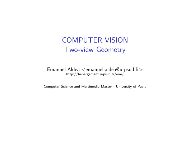 computer vision two view geometry