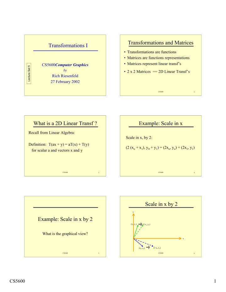 transformations and matrices transformations i