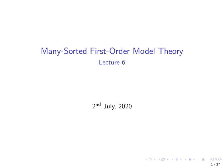 many sorted first order model theory