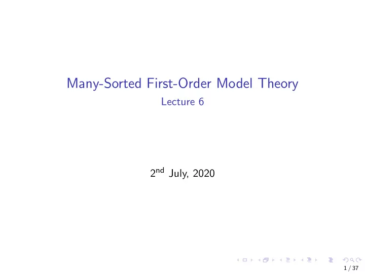 many sorted first order model theory