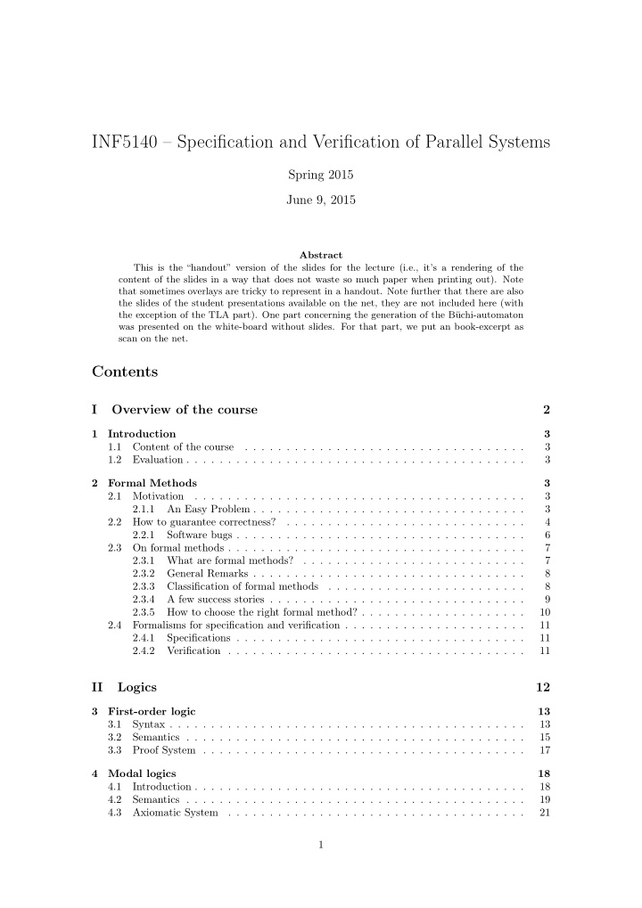 inf5140 specification and verification of parallel systems