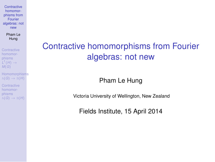 contractive homomorphisms from fourier