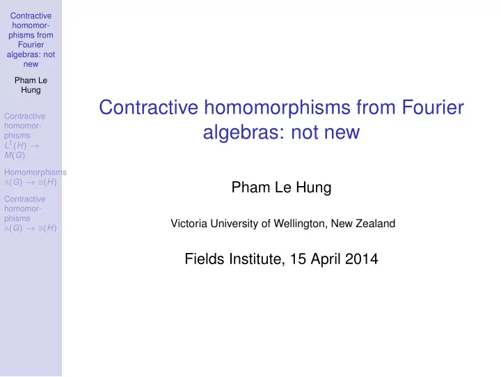 contractive homomorphisms from fourier
