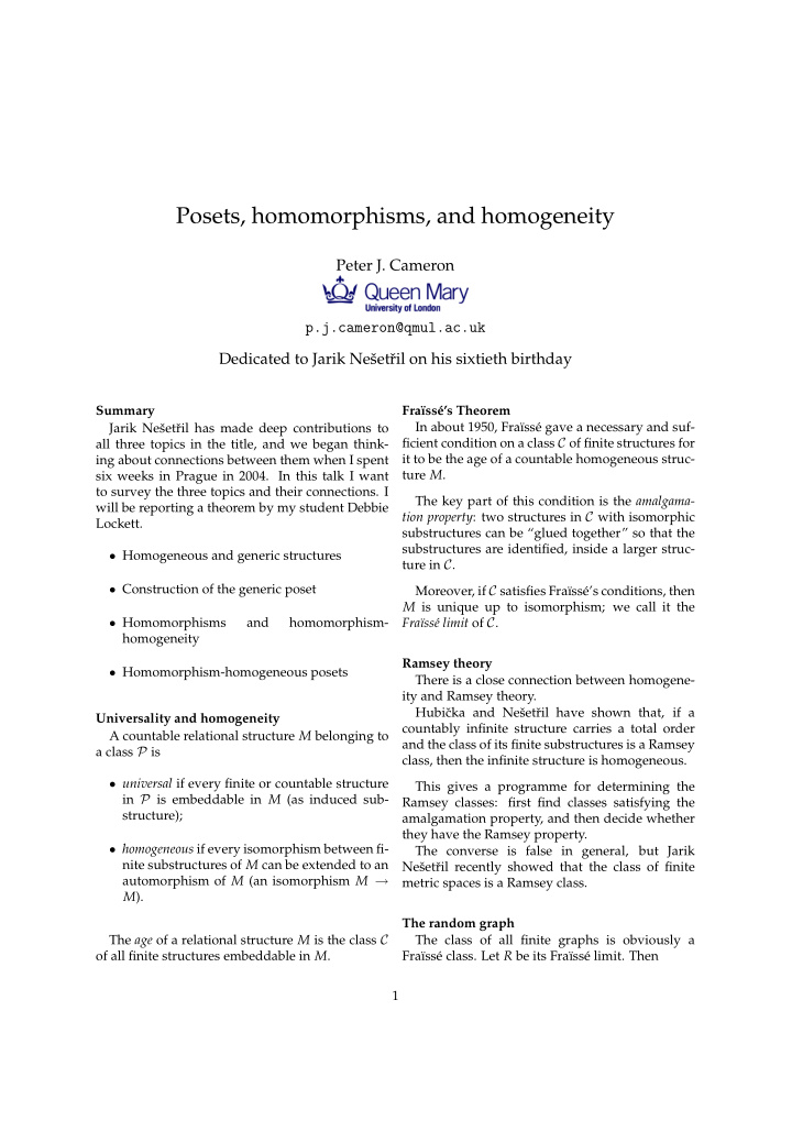 posets homomorphisms and homogeneity