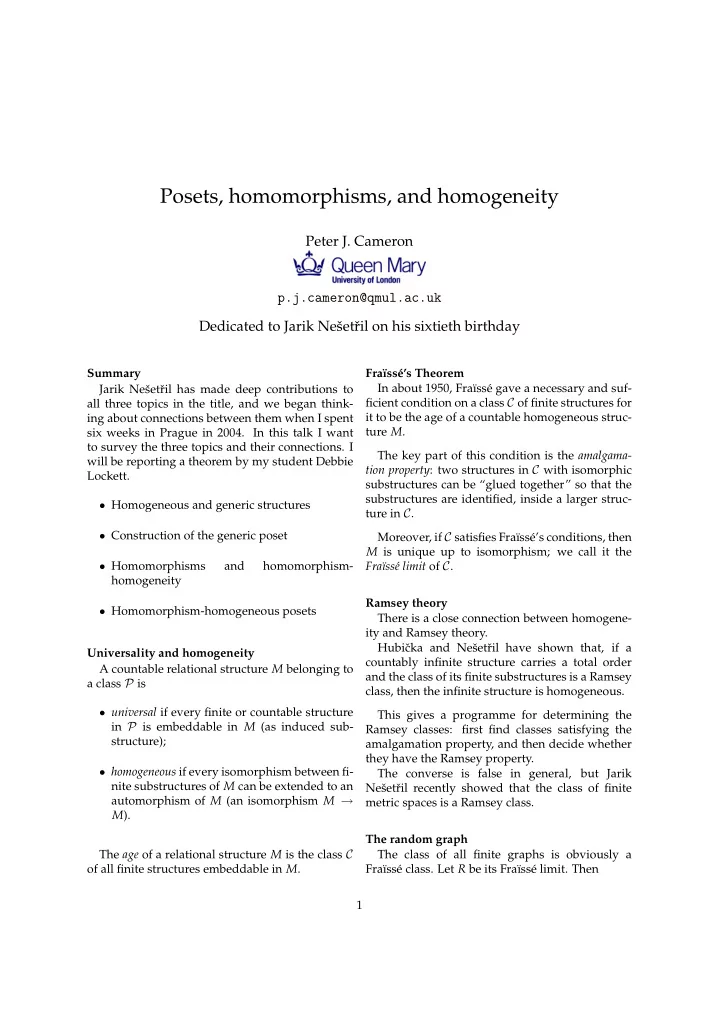 posets homomorphisms and homogeneity