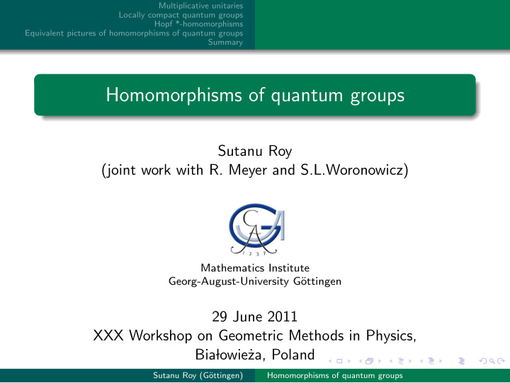 homomorphisms of quantum groups