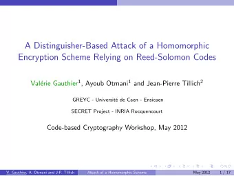 A Distinguisher-Based Attack of a Homomorphic  Encryption Scheme Relying on Reed-Solomon Codes erie