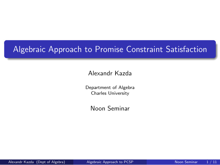 algebraic approach to promise constraint satisfaction