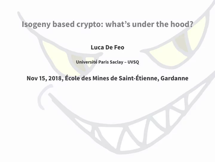 isogeny based crypto what s under the hood