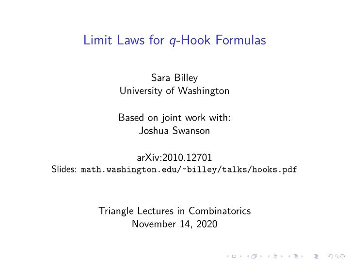 limit laws for q hook formulas