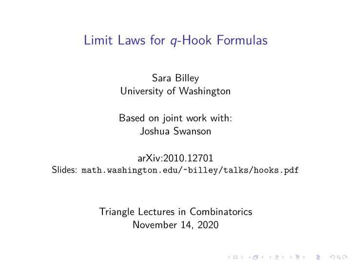 limit laws for q hook formulas