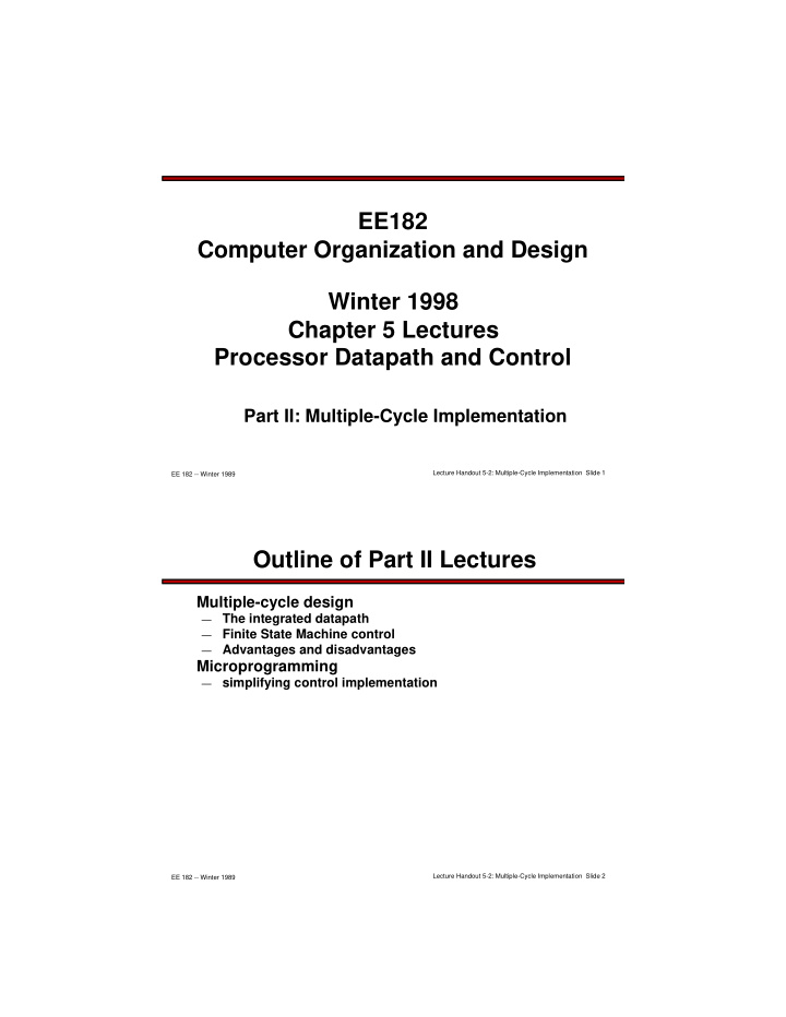 ee182 computer organization and design winter 1998