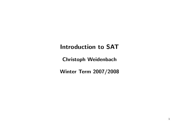 introduction to sat