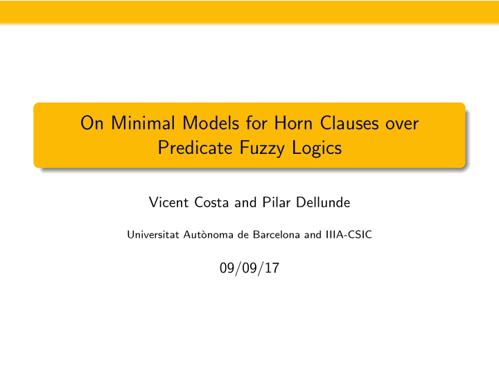 on minimal models for horn clauses over predicate fuzzy