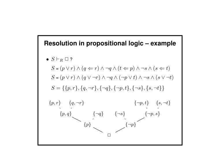 resolution in propositional logic example